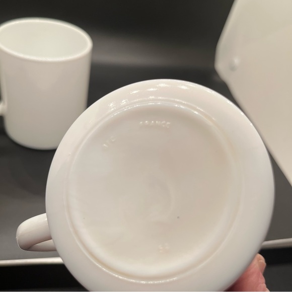 Vintage 1970s Mikk Glass White Coffee Cups - Set of 2 made in France - Picture 2 of 11